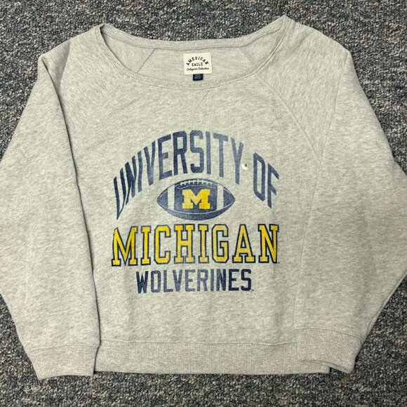 AE Michigan Wolverines Graphic Off The Shoulder Sweatshirt - Picture 2 of 3